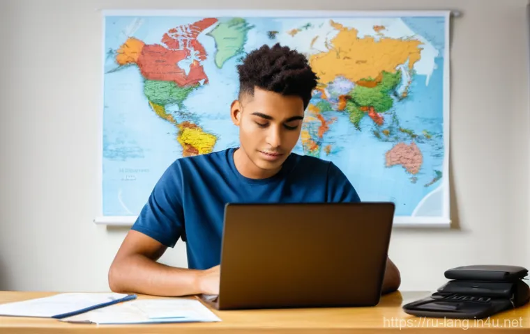 프랑스어와 독일어로 해외 생활 준비법 - **Prompt 1: Navigating Bureaucracy for a New Life**
    "A diverse young adult, dressed in smart cas...