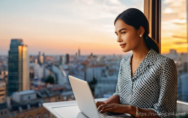 외국어 시험을 통한 커리어 전환 성공 사례 - **Prompt:** A young professional woman in her late 20s, wearing smart-casual yet modest business att...